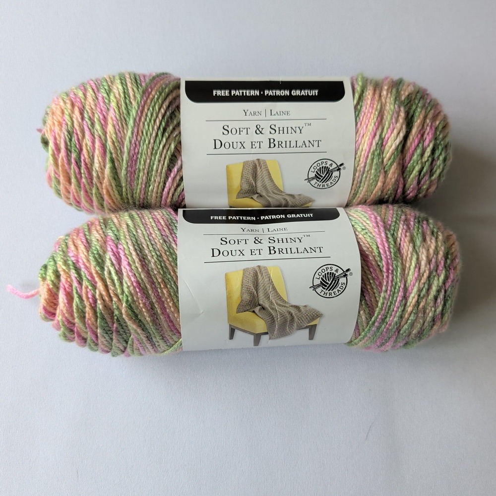 Loops & Threads Soft & Shiny Yarn Bermudan Haze Lot of 2 Medium Acrylic